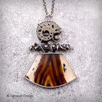 Montana Agate & Pyritized Ammonite Sterling Silver Necklace