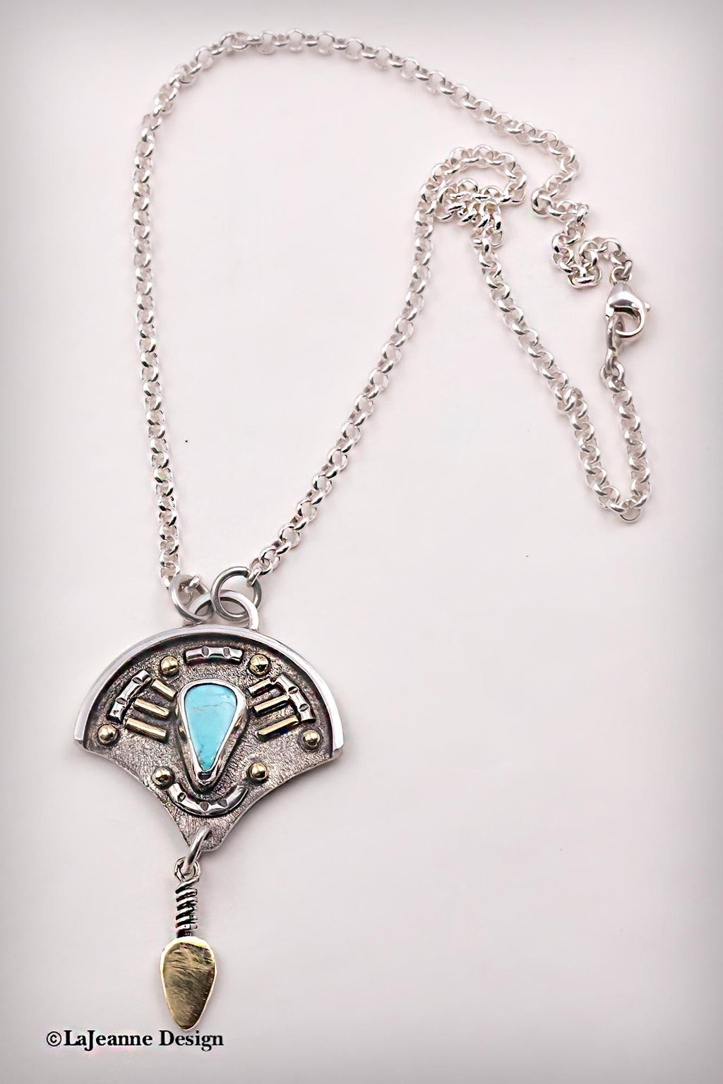 Sleeping Beauty Turquoise & 18K Gold Sterling Silver Necklace