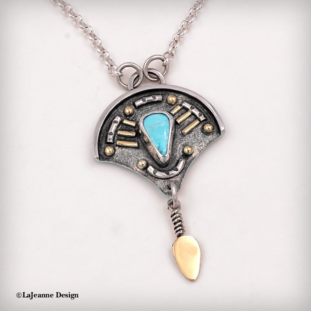 Sleeping Beauty Turquoise & 18K Gold Sterling Silver Necklace