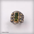Size 6.25 - Green Tourmaline, 22K Gold Sterling Silver Ring