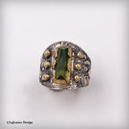 Size 6.25 - Green Tourmaline, 22K Gold Sterling Silver Ring