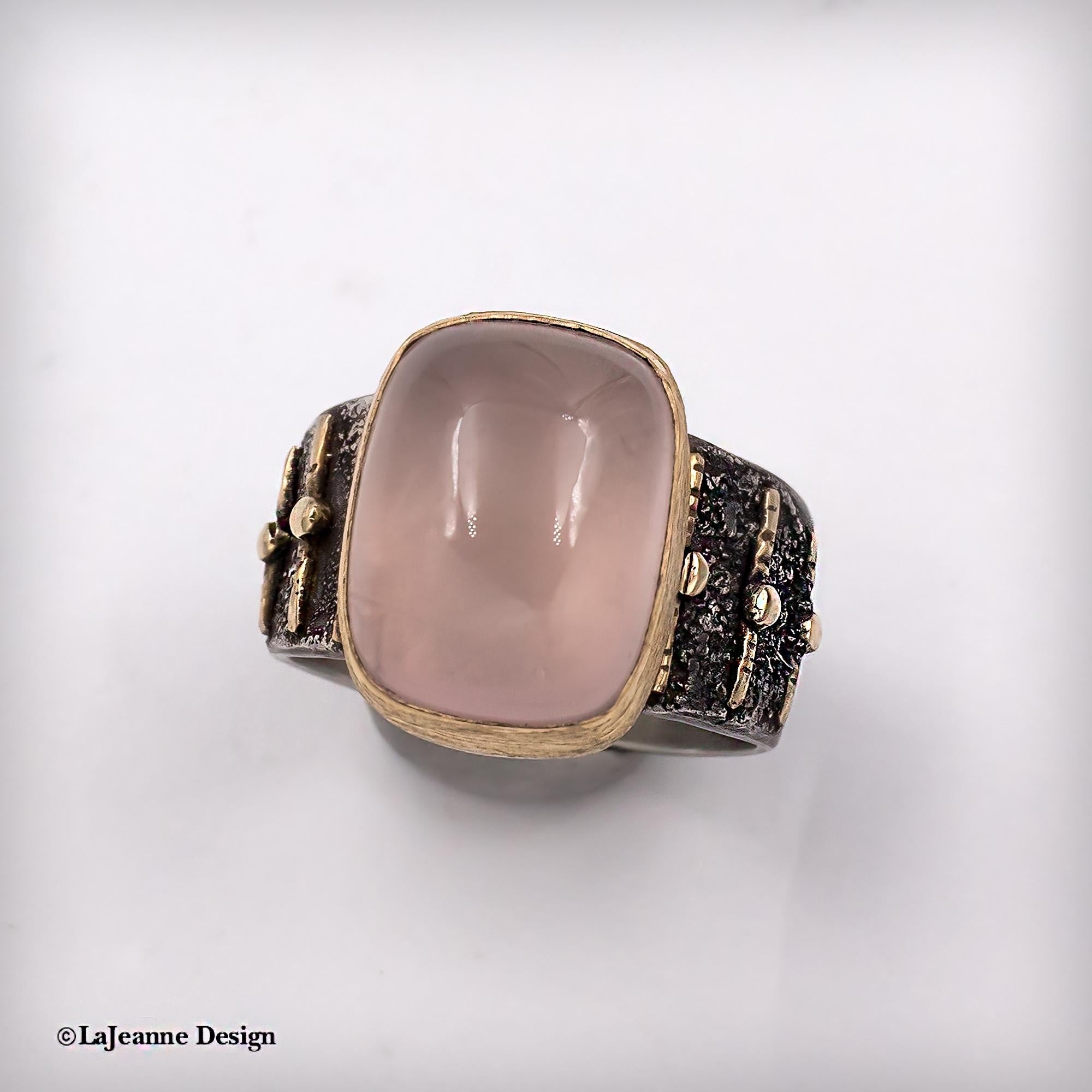 Size 8.75 - Rose Quartz 22K Gold & Sterling Silver Ring