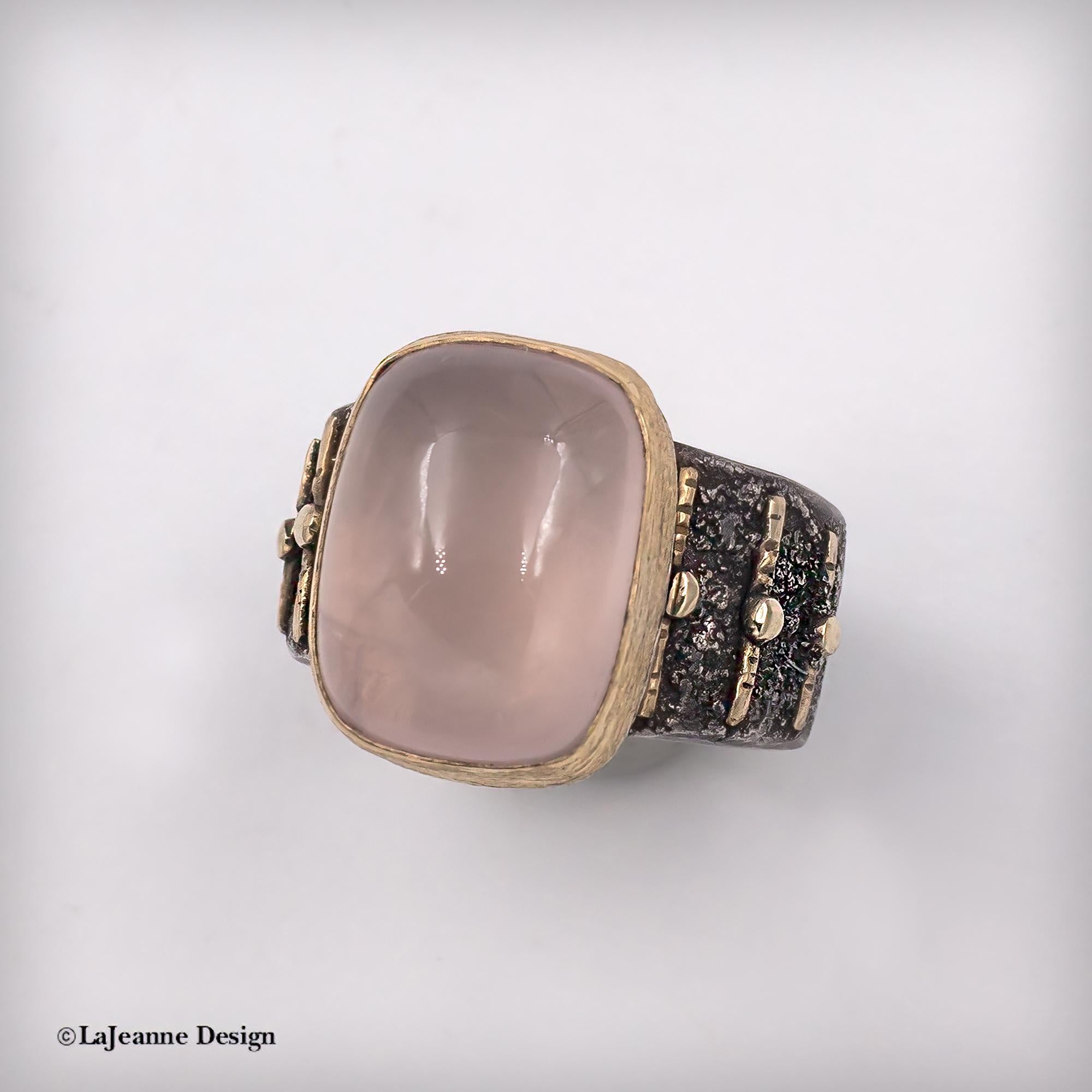 Size 8.75 - Rose Quartz 22K Gold & Sterling Silver Ring