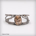 Dendritic Agate Sterling Silver Cuff Bracelet with 18K Gold,  Size Medium-Large