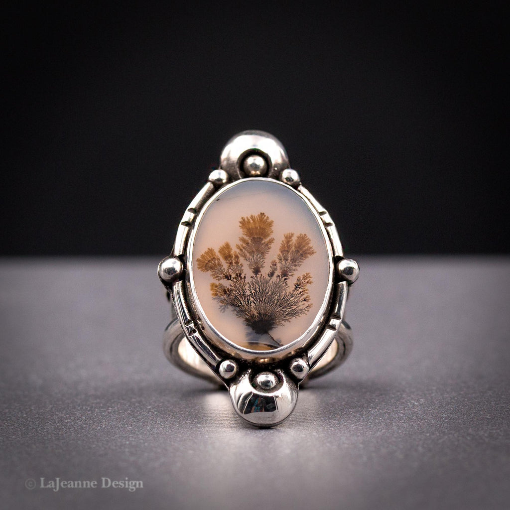 Size 6 - Dendritic Agate Sterling Silver Ring