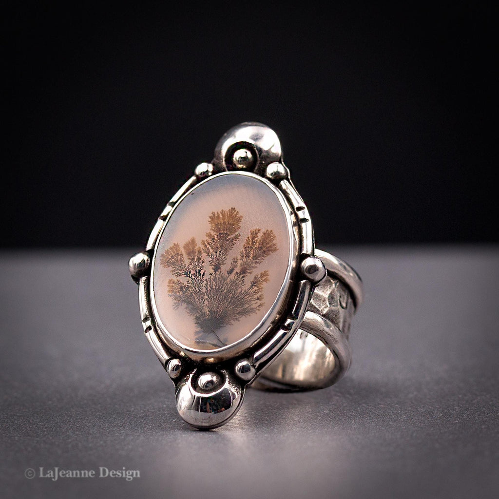 Size 6 - Dendritic Agate Sterling Silver Ring