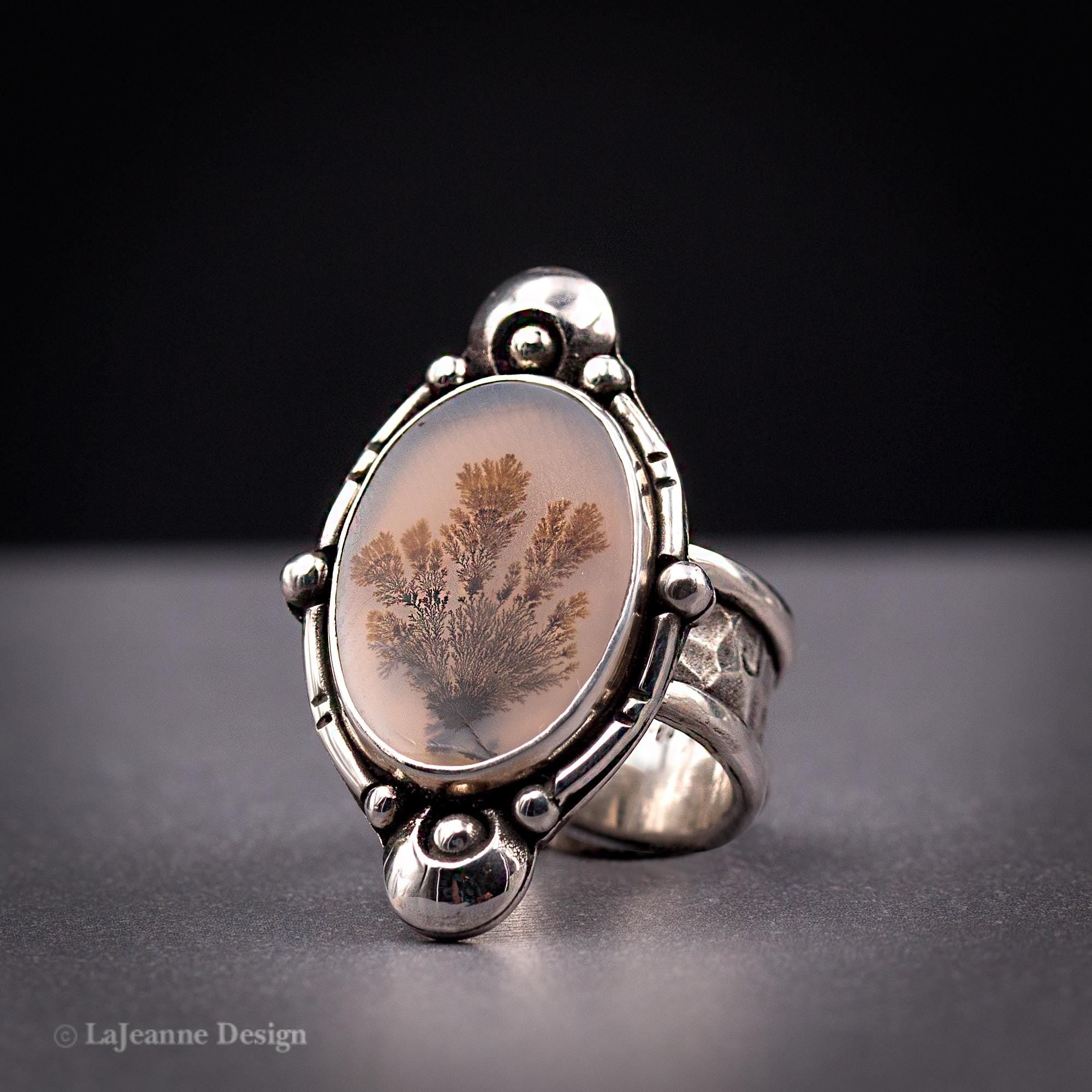 Size 6 - Dendritic Agate Sterling Silver Ring