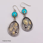 Kingman Turquoise, 18K & 24K Gold Sterling Silver Earrings