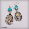 Kingman Turquoise, 18K & 24K Gold Sterling Silver Earrings