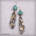 Kingman Turquoise, 18K & 24K Gold Sterling Silver Earrings