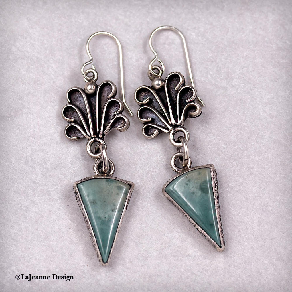 Green Jade Sterling Silver Earrings