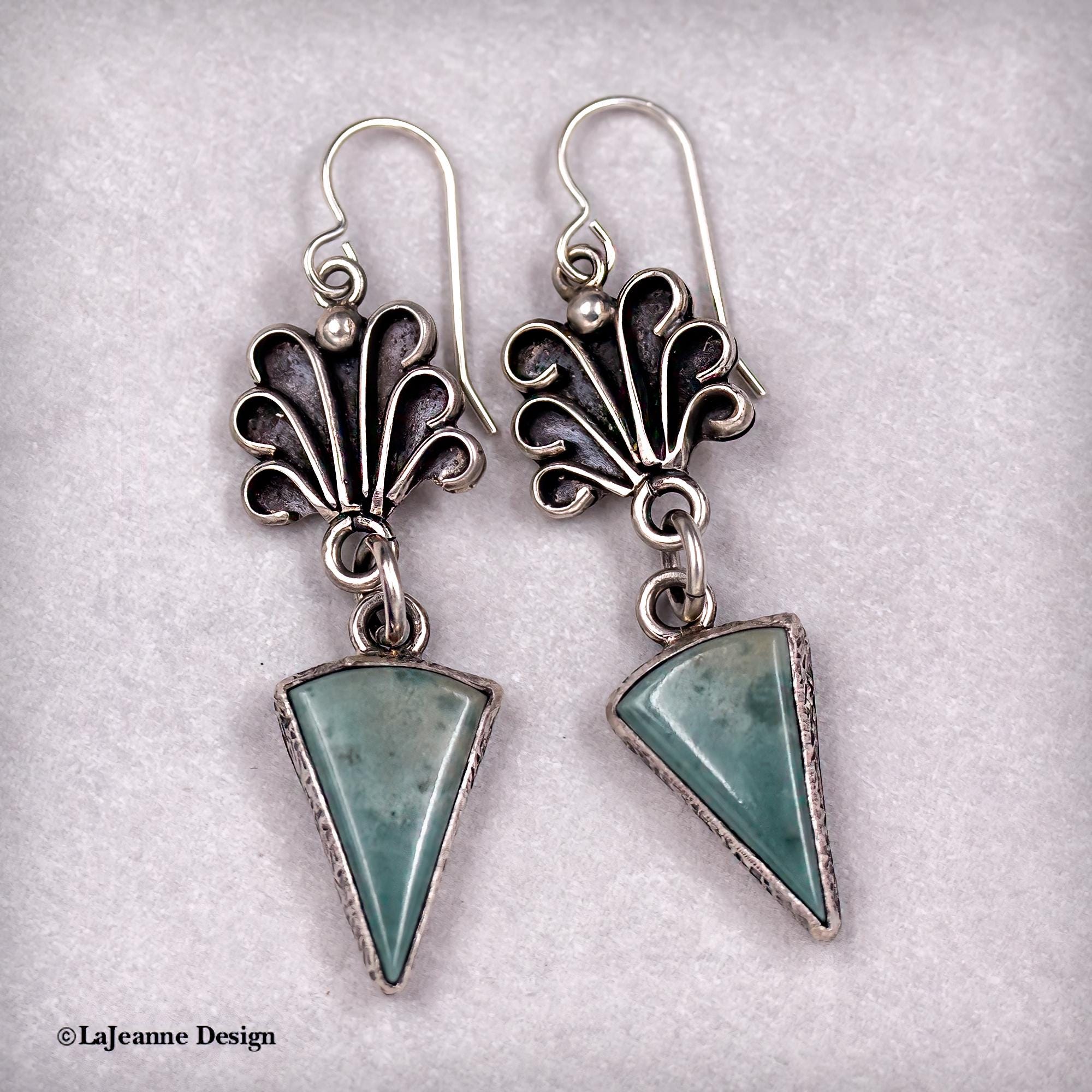 Green Jade Sterling Silver Earrings