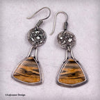 Zebra Petrified Wood Sterling Silver Earrings