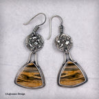 Zebra Petrified Wood Sterling Silver Earrings