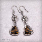 Zebra Petrified Wood Sterling Silver Earrings