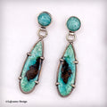 Blue Opalized Wood & Amazonite Sterling Silver Earrings