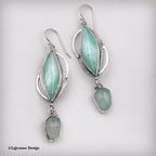 Blue Opalized Wood & Chalcedony Sterling Silver Earrings