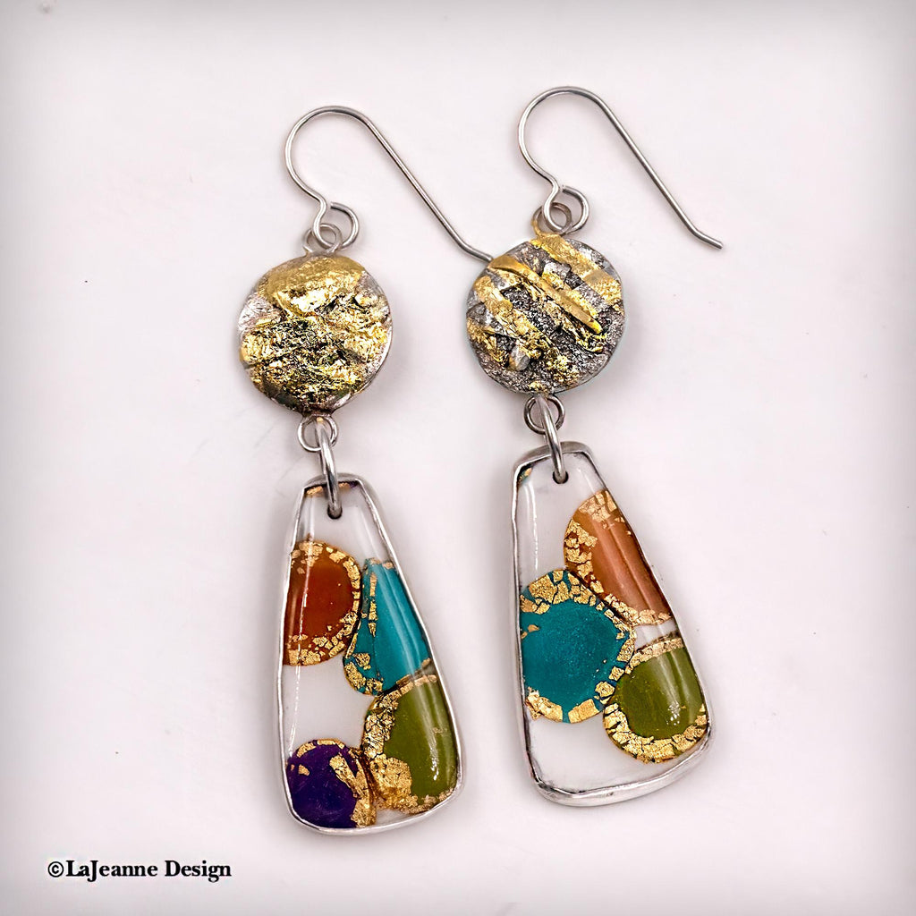 Polymer Clay, 24K Gold & Sterling Silver Earrings