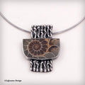 Ammonite Fossil Textured Sterling Silver Necklace