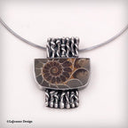 Ammonite Fossil Textured Sterling Silver Necklace