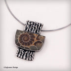 Ammonite Fossil Textured Sterling Silver Necklace