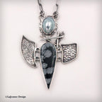 Snowflake Obsidian & Pearl Sterling Silver Statement Necklace