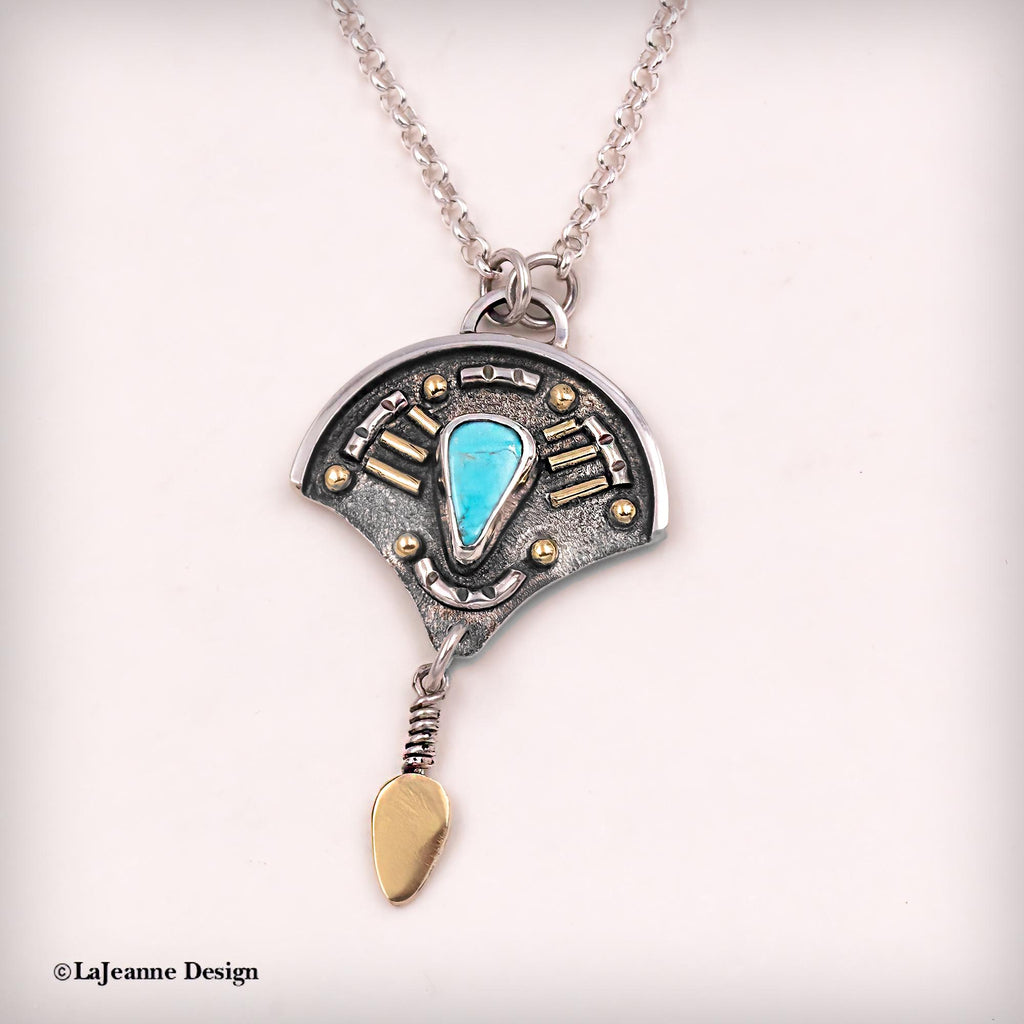 Sleeping Beauty Turquoise & 18K Gold Sterling Silver Necklace