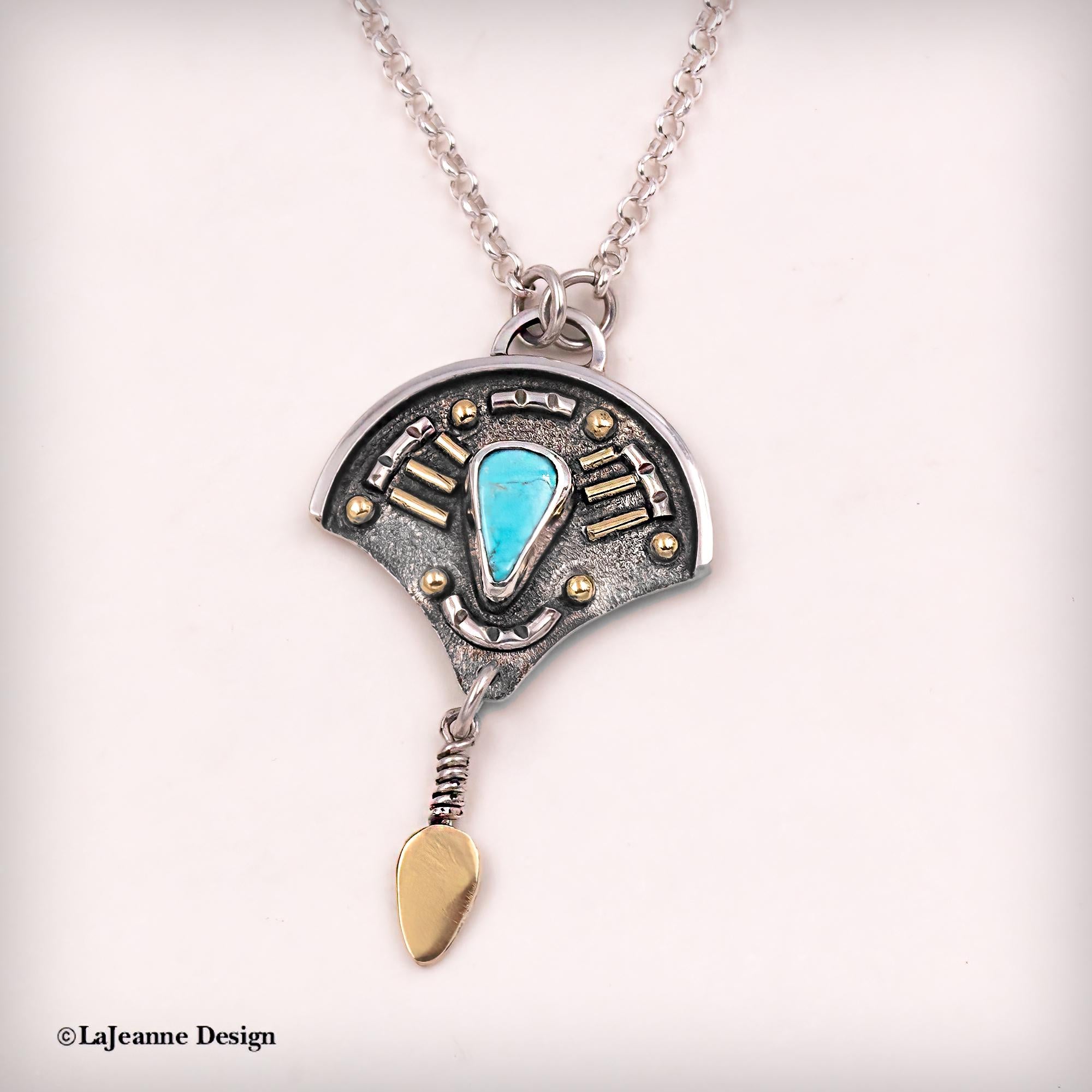 Sleeping Beauty Turquoise & 18K Gold Sterling Silver Necklace