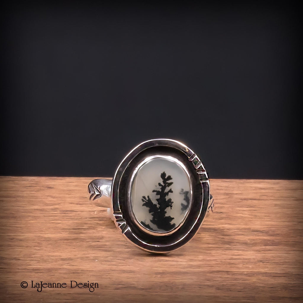Size 6 - Dendritic Agate Sterling Silver Ring