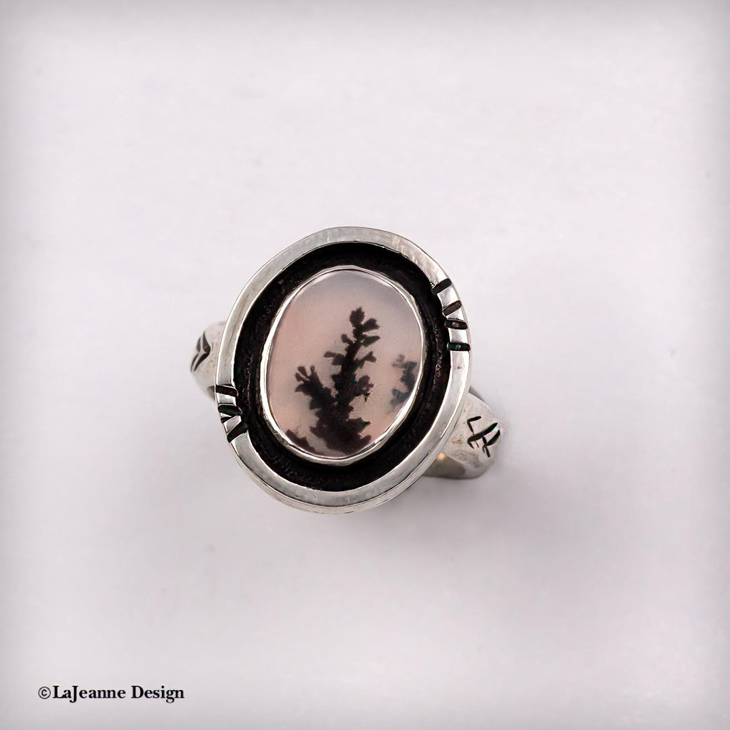 Size 6 - Dendritic Agate Sterling Silver Ring
