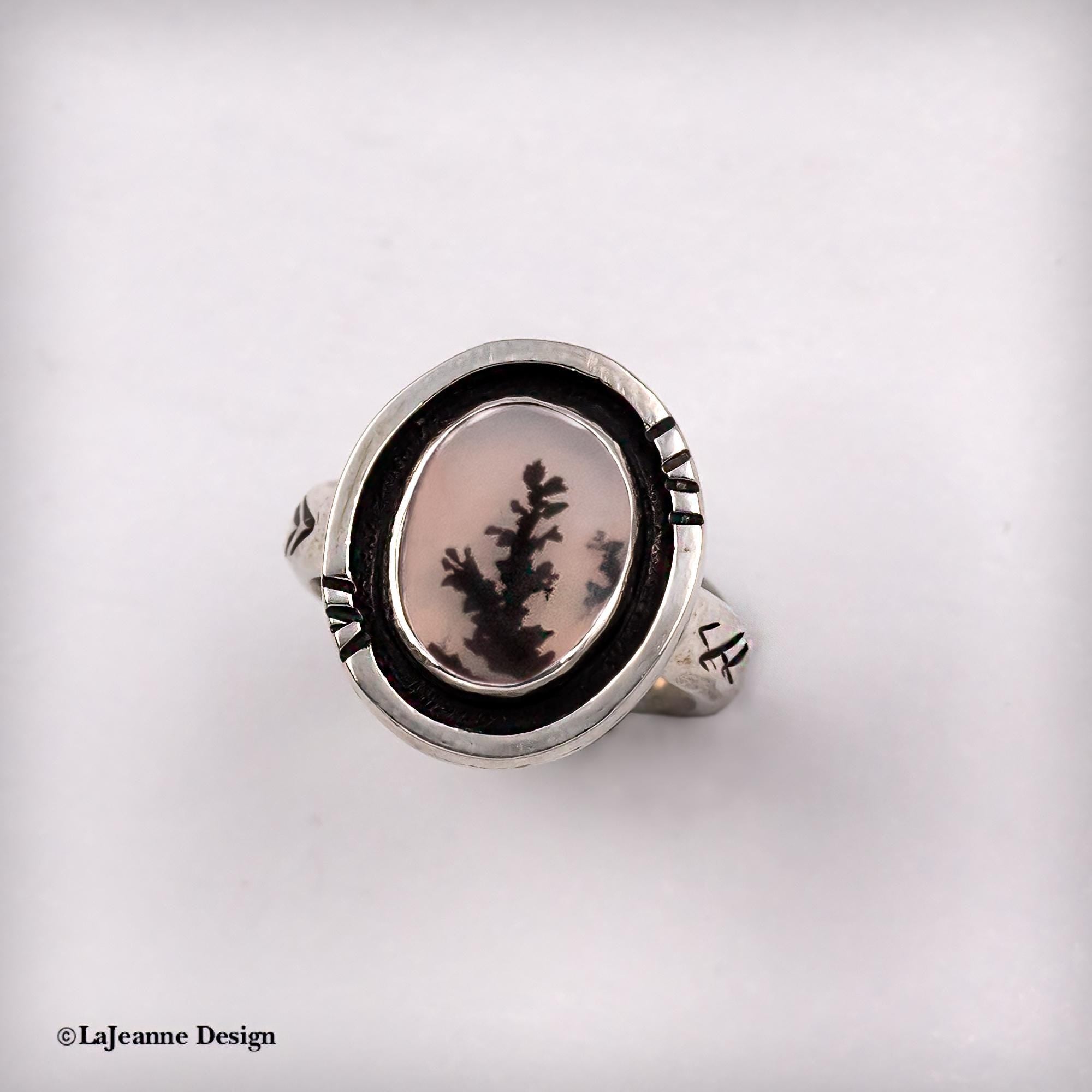 Size 6 - Dendritic Agate Sterling Silver Ring