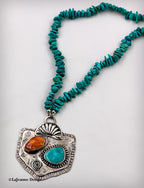 Turquoise & Spiny Oyster Sterling Silver Beaded Necklace