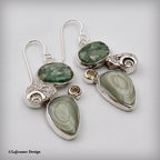 Imperial Jasper, Green Kyanite & Citrine Sterling Silver Earrings
