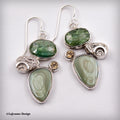 Imperial Jasper, Green Kyanite & Citrine Sterling Silver Earrings