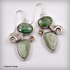 Imperial Jasper, Green Kyanite & Citrine Sterling Silver Earrings