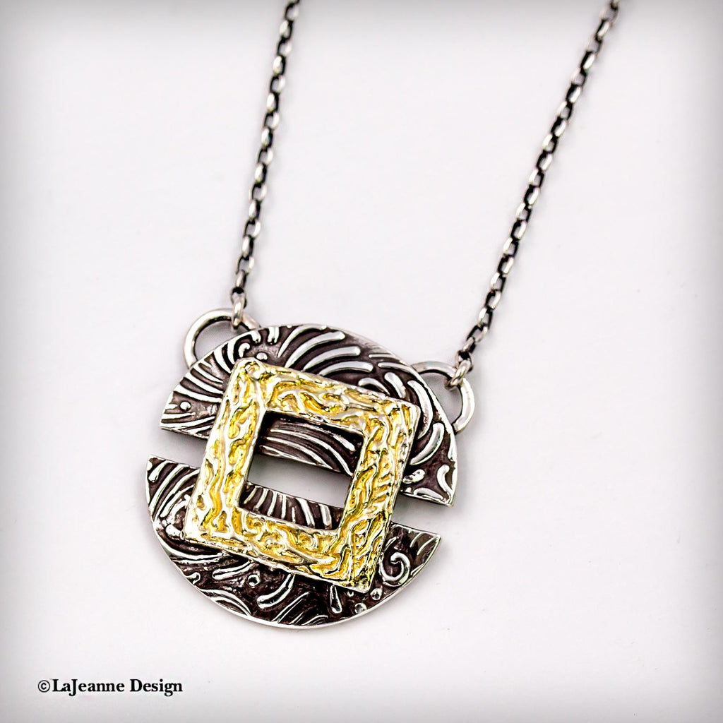 Fine Silver & 24K Gold Pendant Necklace