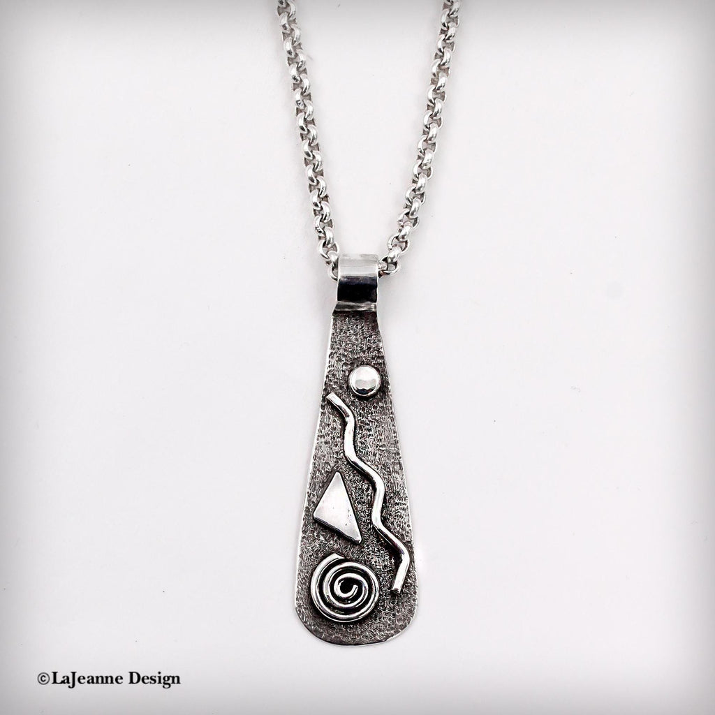 Textured Sterling Silver Pendant Necklace