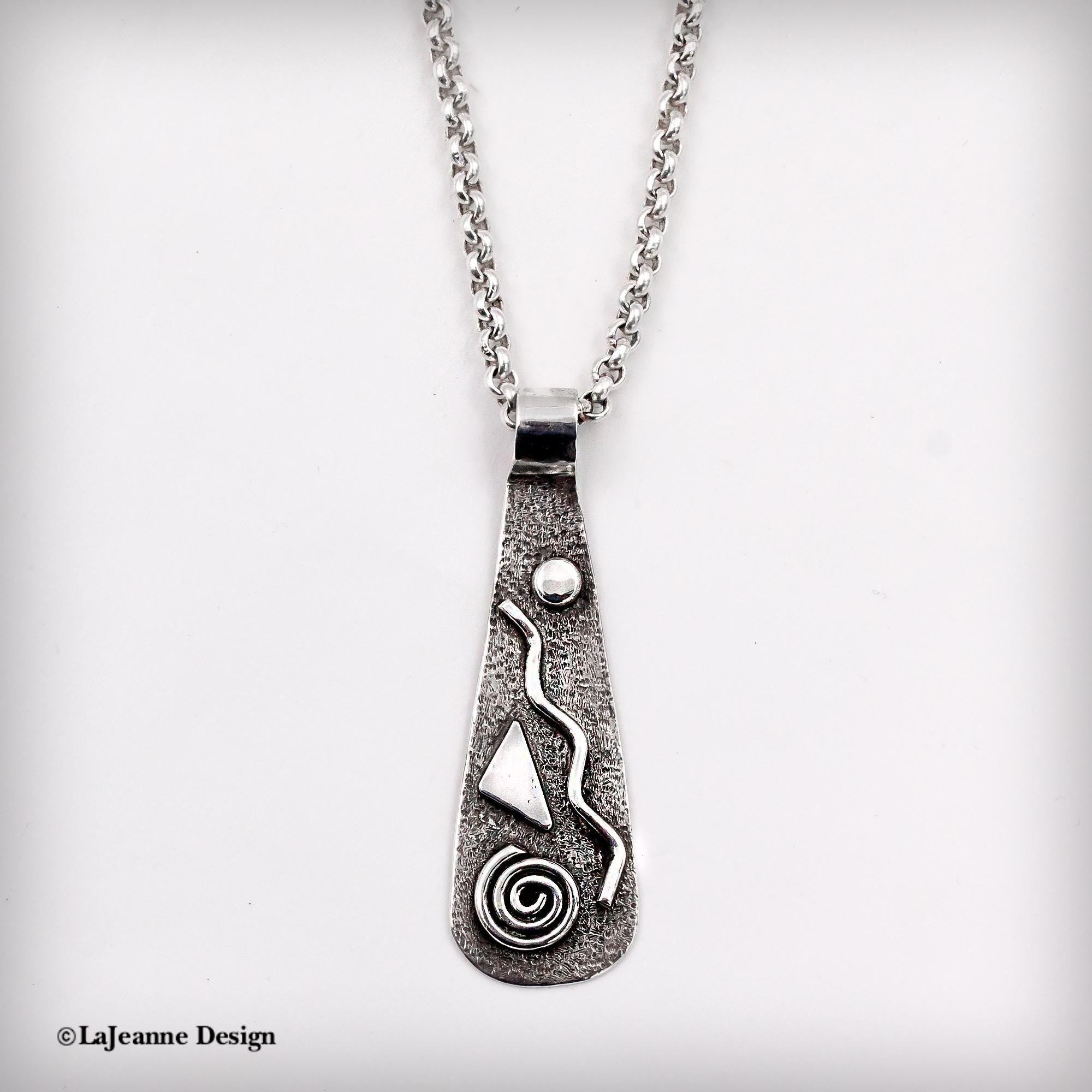 Textured Sterling Silver Pendant Necklace