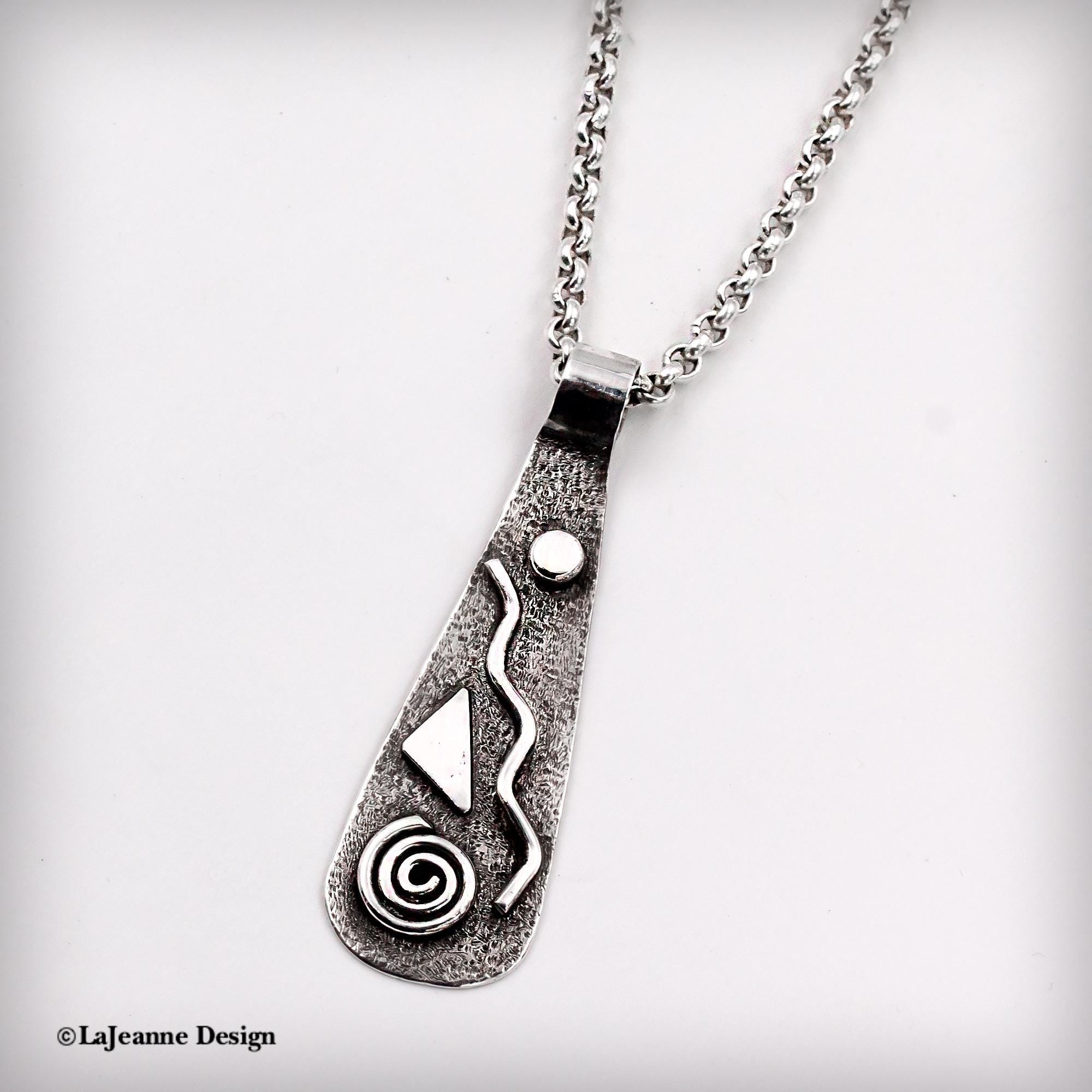Textured Sterling Silver Pendant Necklace