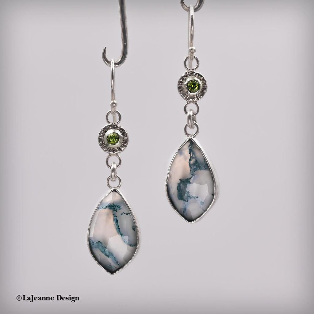 Montana Moss Agate & Peridot Sterling Silver Earrings