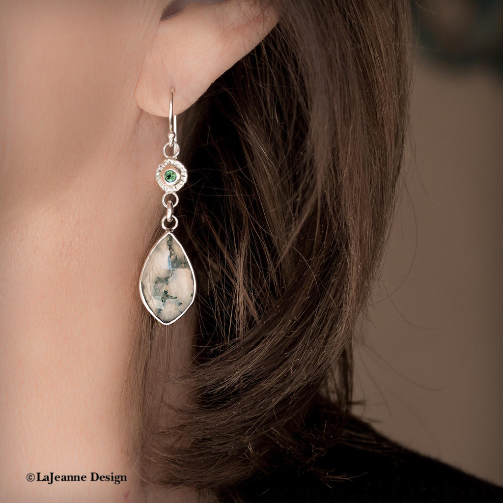 Montana Moss Agate & Peridot Sterling Silver Earrings