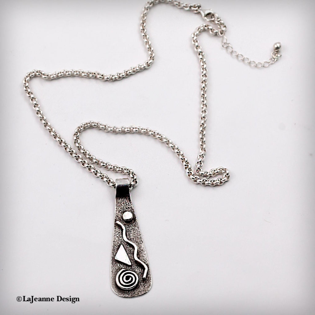 Textured Sterling Silver Pendant Necklace
