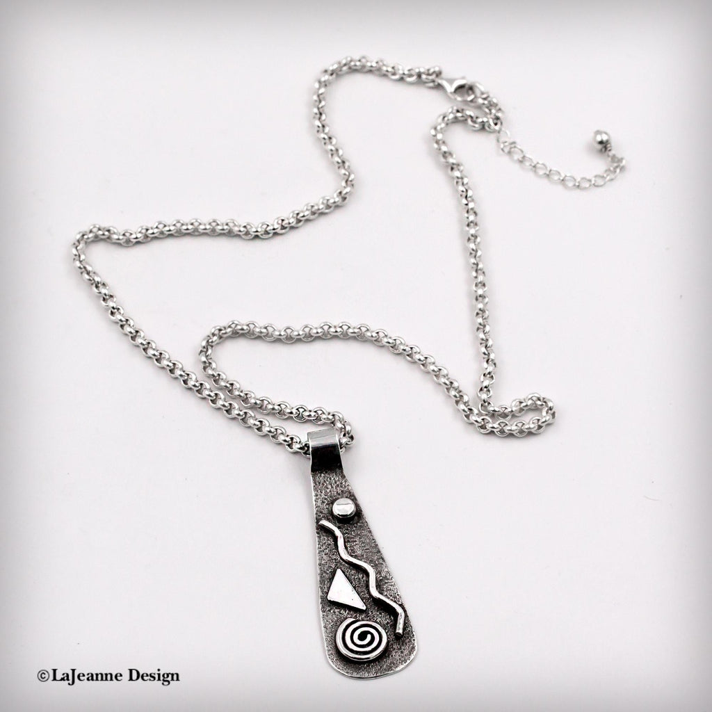 Textured Sterling Silver Pendant Necklace