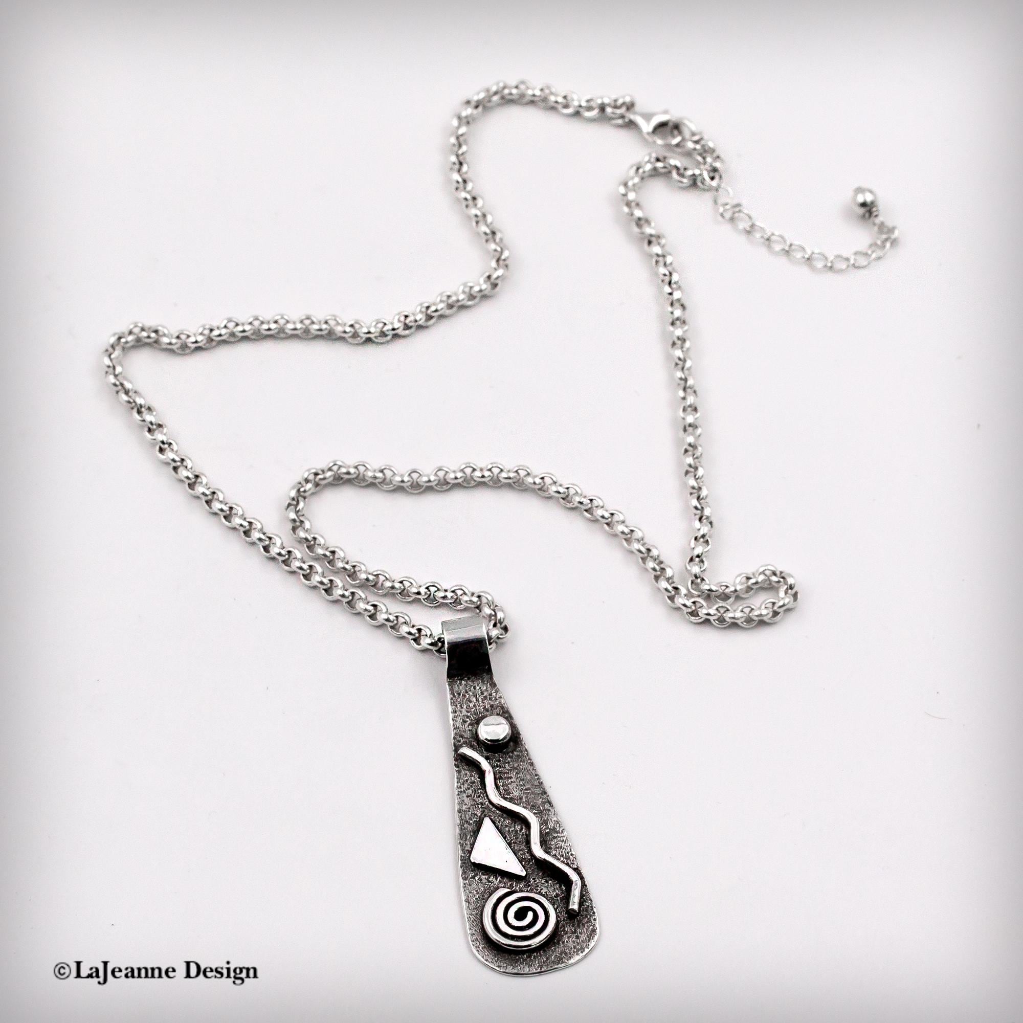 Textured Sterling Silver Pendant Necklace