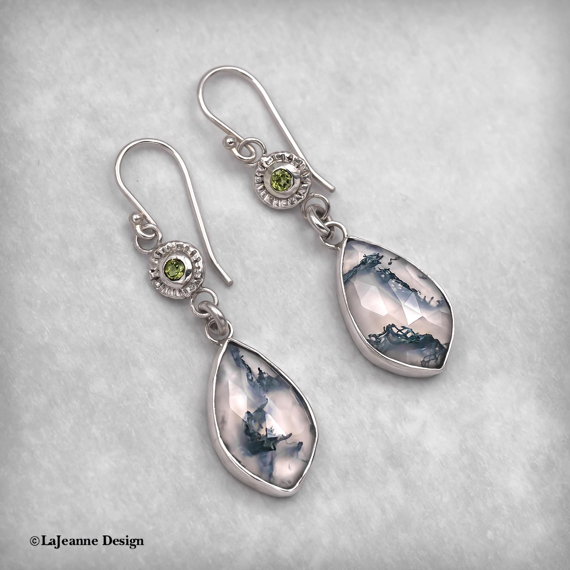 Montana Moss Agate & Peridot Sterling Silver Earrings