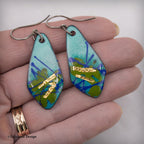 Enamel Earrings with 24K Gold