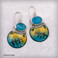Blue Chalcedony Enamel Sterling Silver Earrings