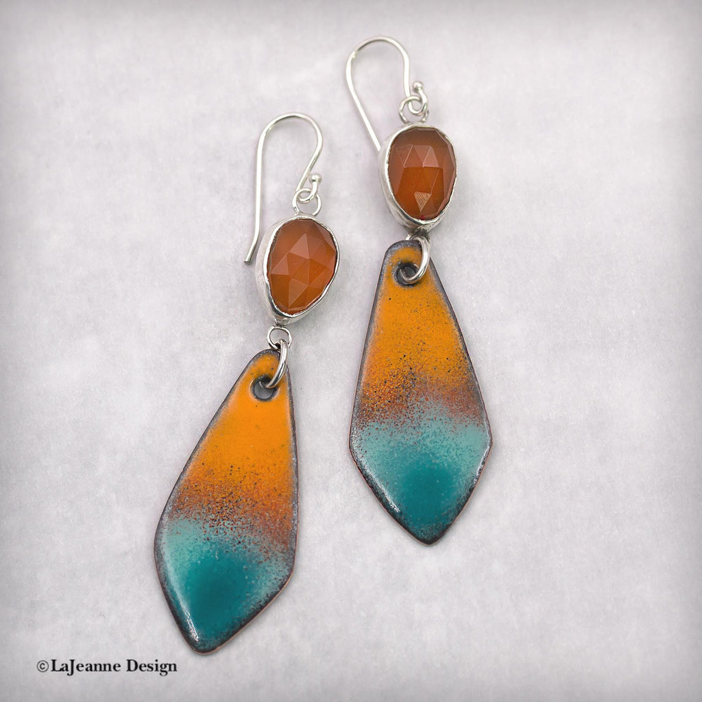 Carnelian and Enamel Earrings