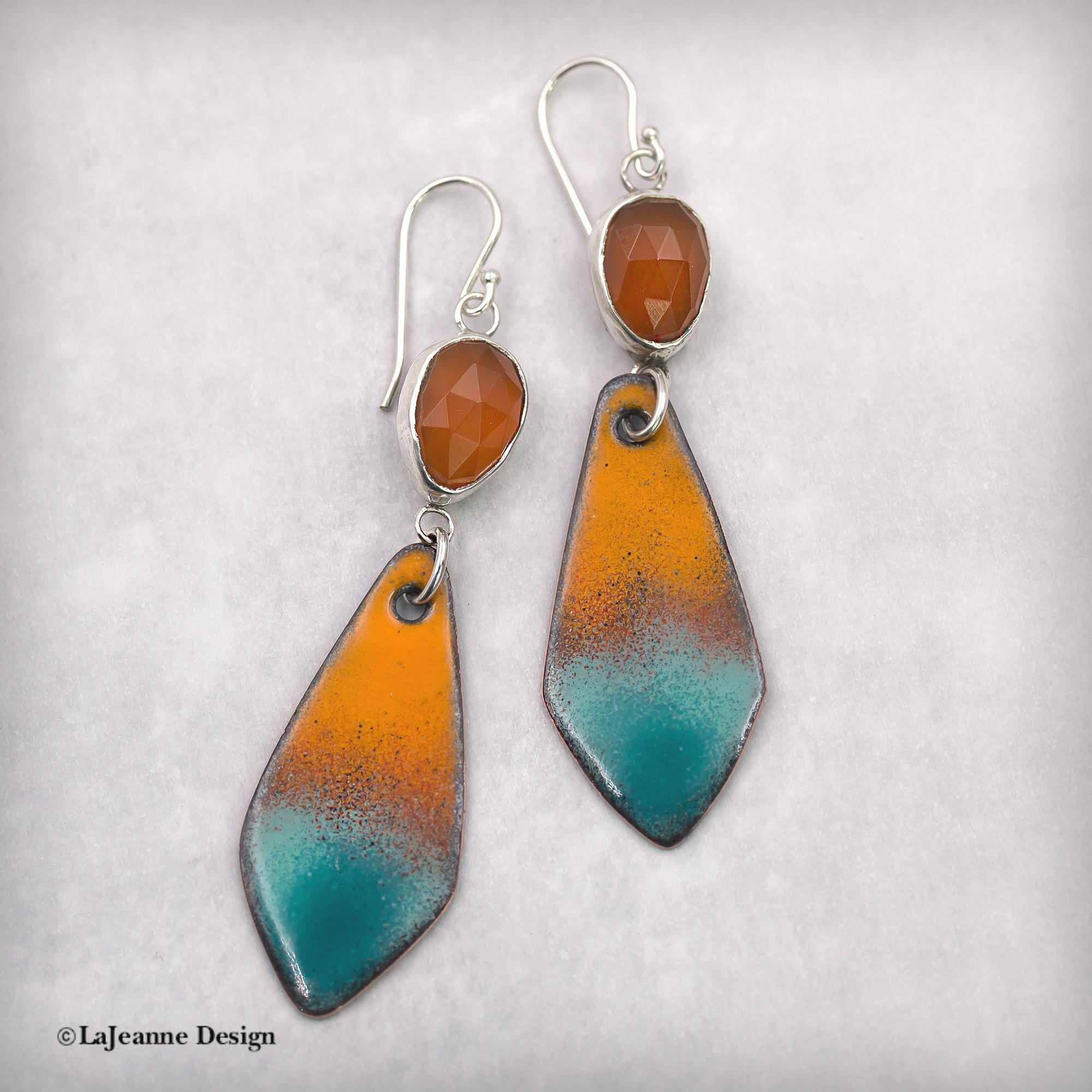 Carnelian and Enamel Earrings