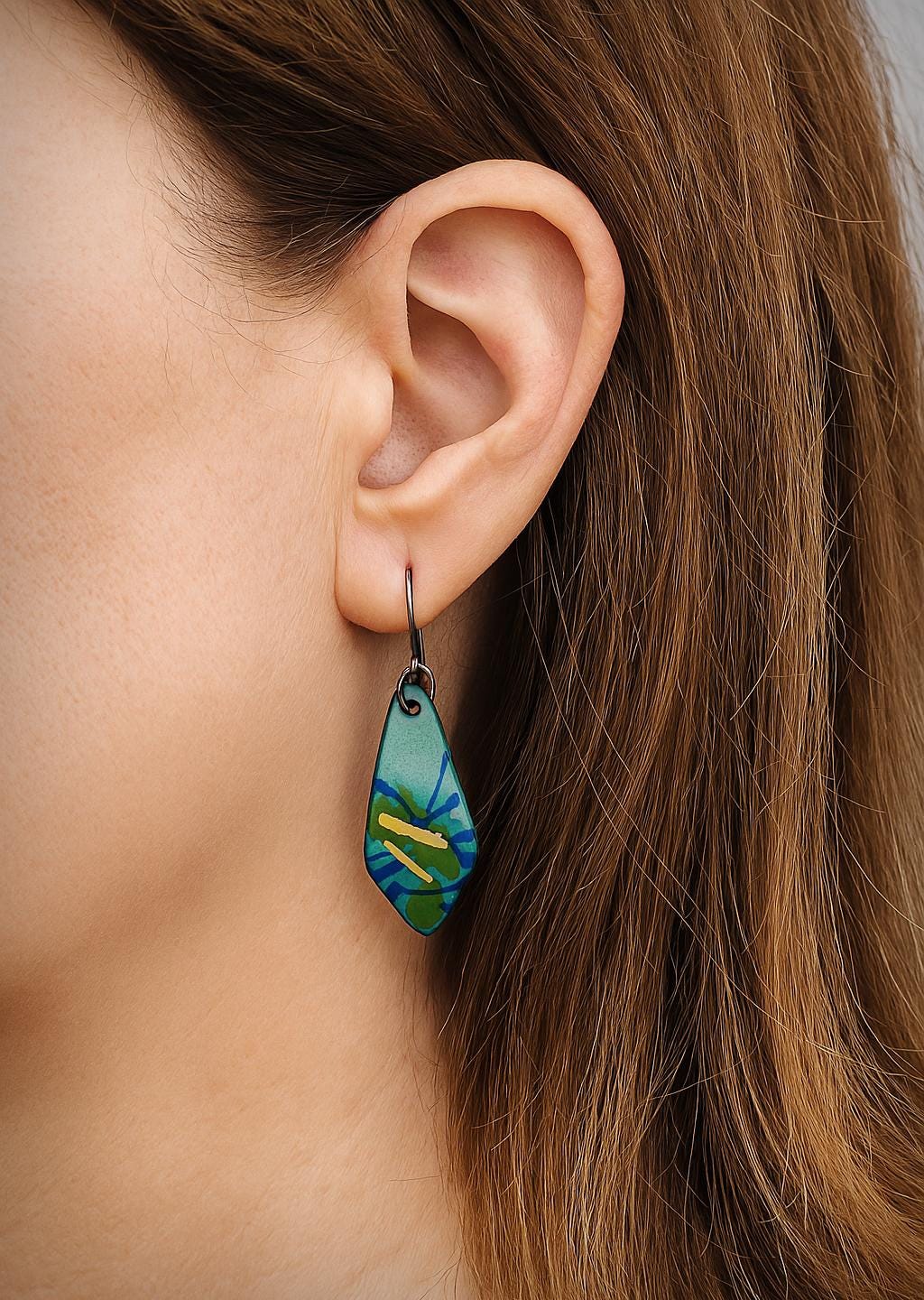 Enamel Earrings with 24K Gold